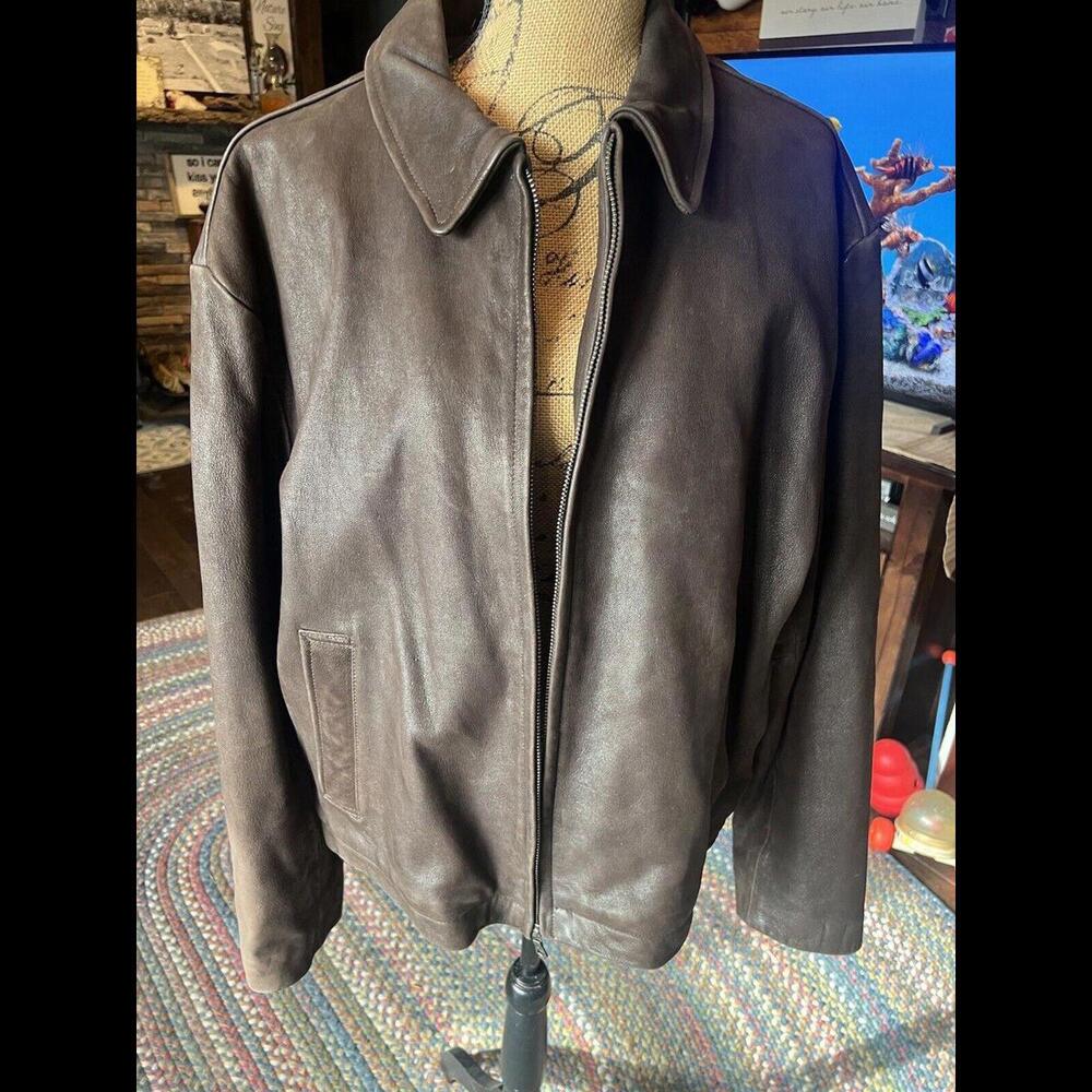 Vintage NWOT Men’s Brown Leather Coat‎ XL Mint Condition - MUST SEE/MUST READ